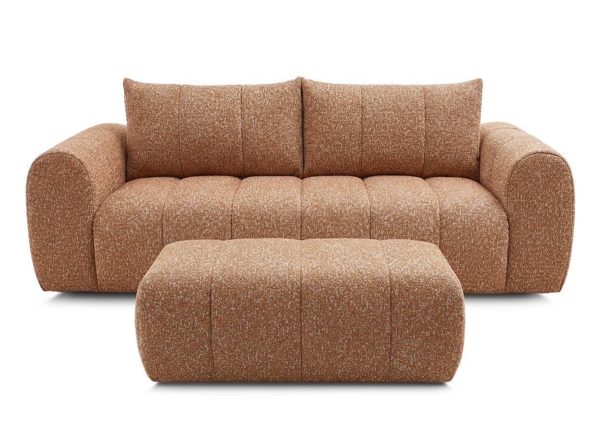 Bobochic Nesty Sofa 3-Sitzer mit Pouf Melange-Stoff Orange