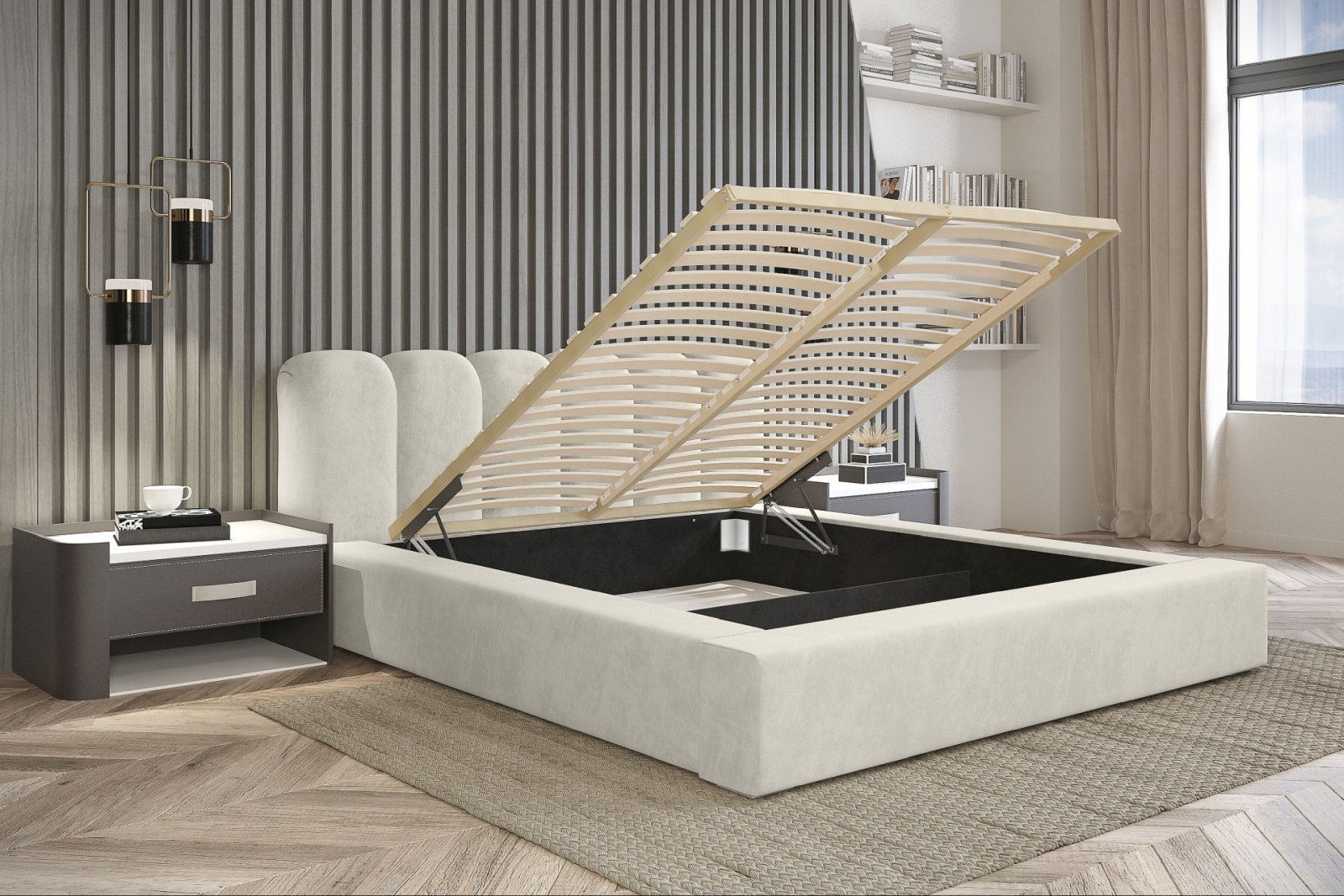 Polsterbett Tavio-New Chenille 160x200 mit Holzrahmen Ditra-New 01