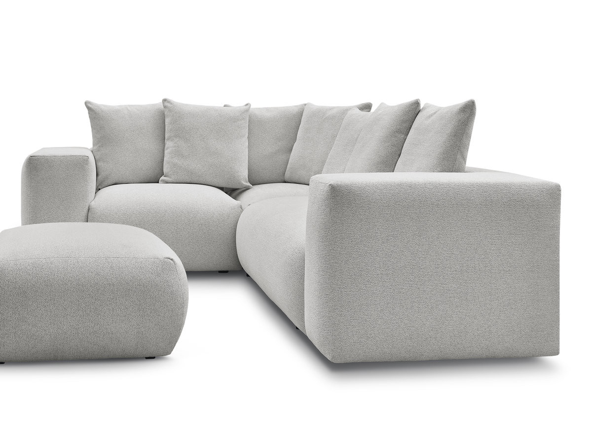 Bobochic Voltaire Ecksofa mit Pouf 268 × 214 cm Melange-Stoff Hellgrau Ecke links