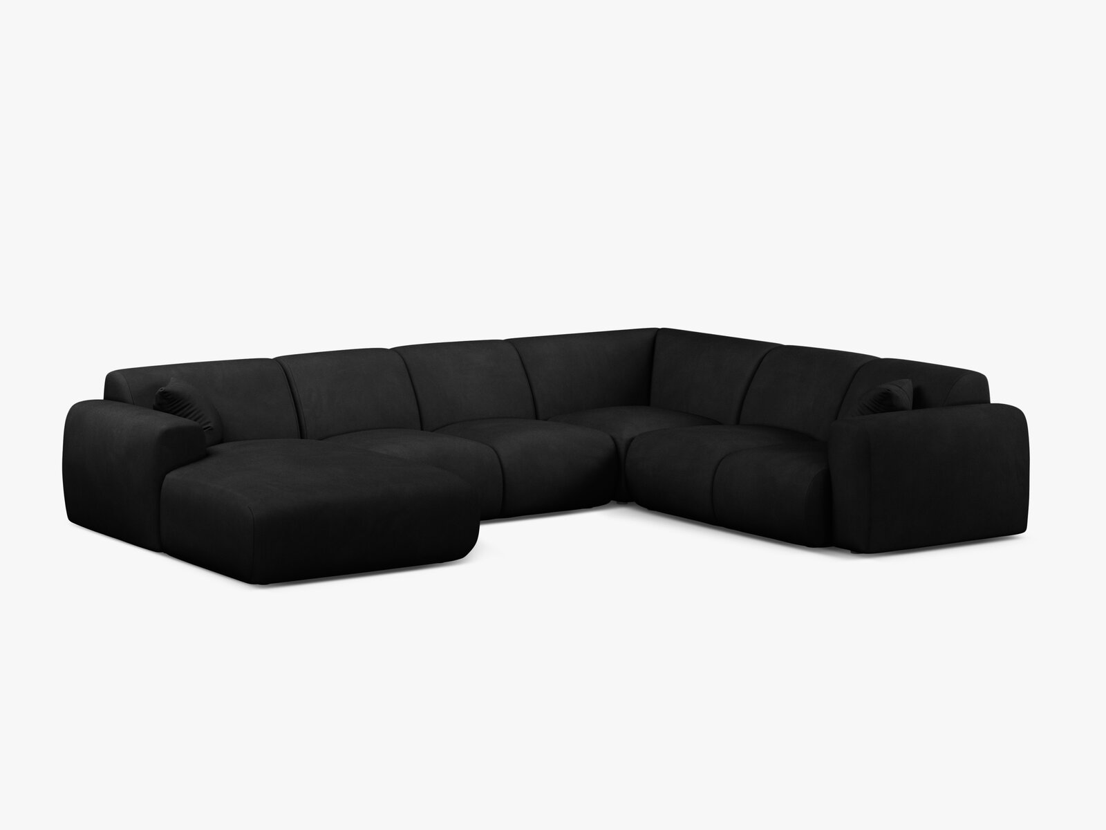 Micadoni Molino Panoramasofa 6-Sitzer Rechts Chenille Rebel Schwarz