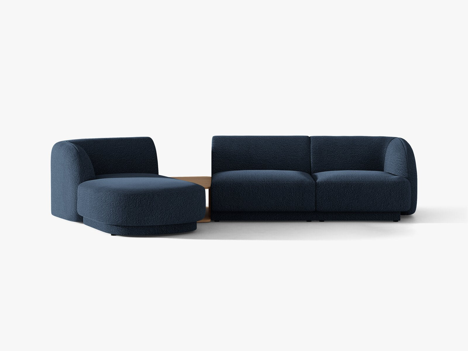 Micadoni Modulares Sofa Miley mit Recamiere 3-Sitzer Links Boucle Baloo Dunkelblau