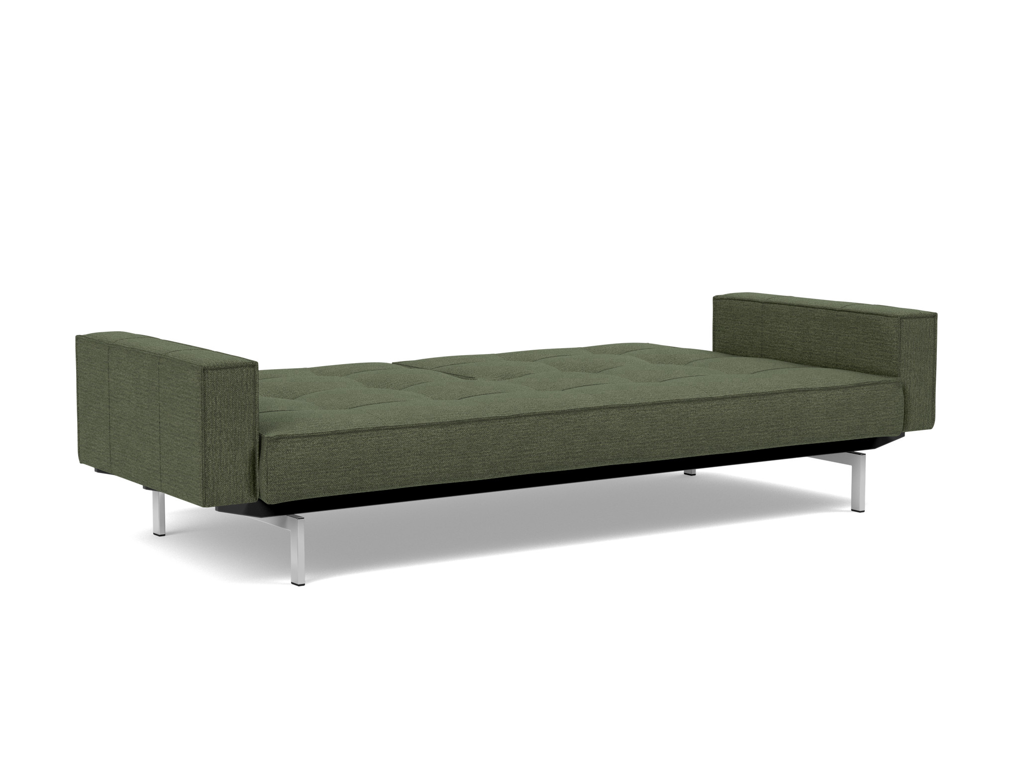 Schlafsofa Splitback mit Armlehnen Strukturierter Stoff Taura 353-Forest Beine Chrom