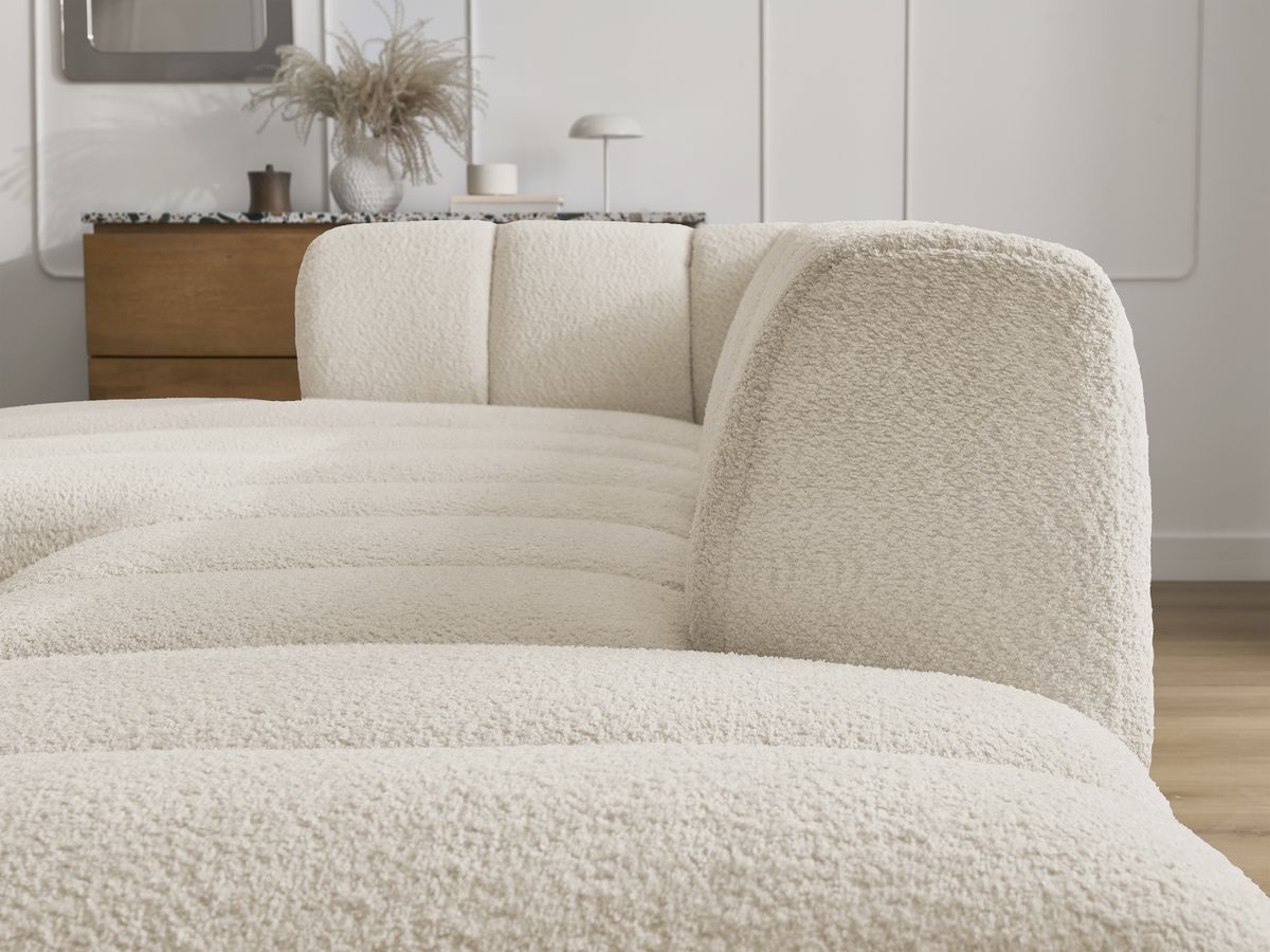 Bobochic Annecy Ecksofa Bouclé-Stoff Beige Ecke links
