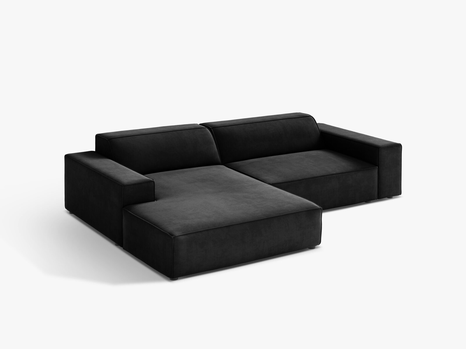 Micadoni Ecksofa Jodie 3-Sitzer Samt Venus Schwarz Links