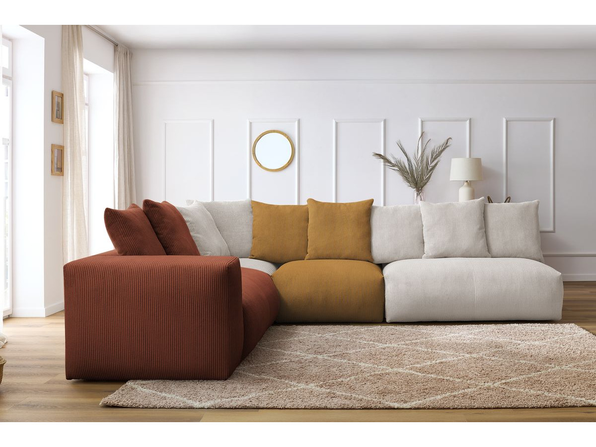 Bobochic Voltaire Ecksofa 322 × 268 cm Cordsamt Mehrfarbig Ecke links