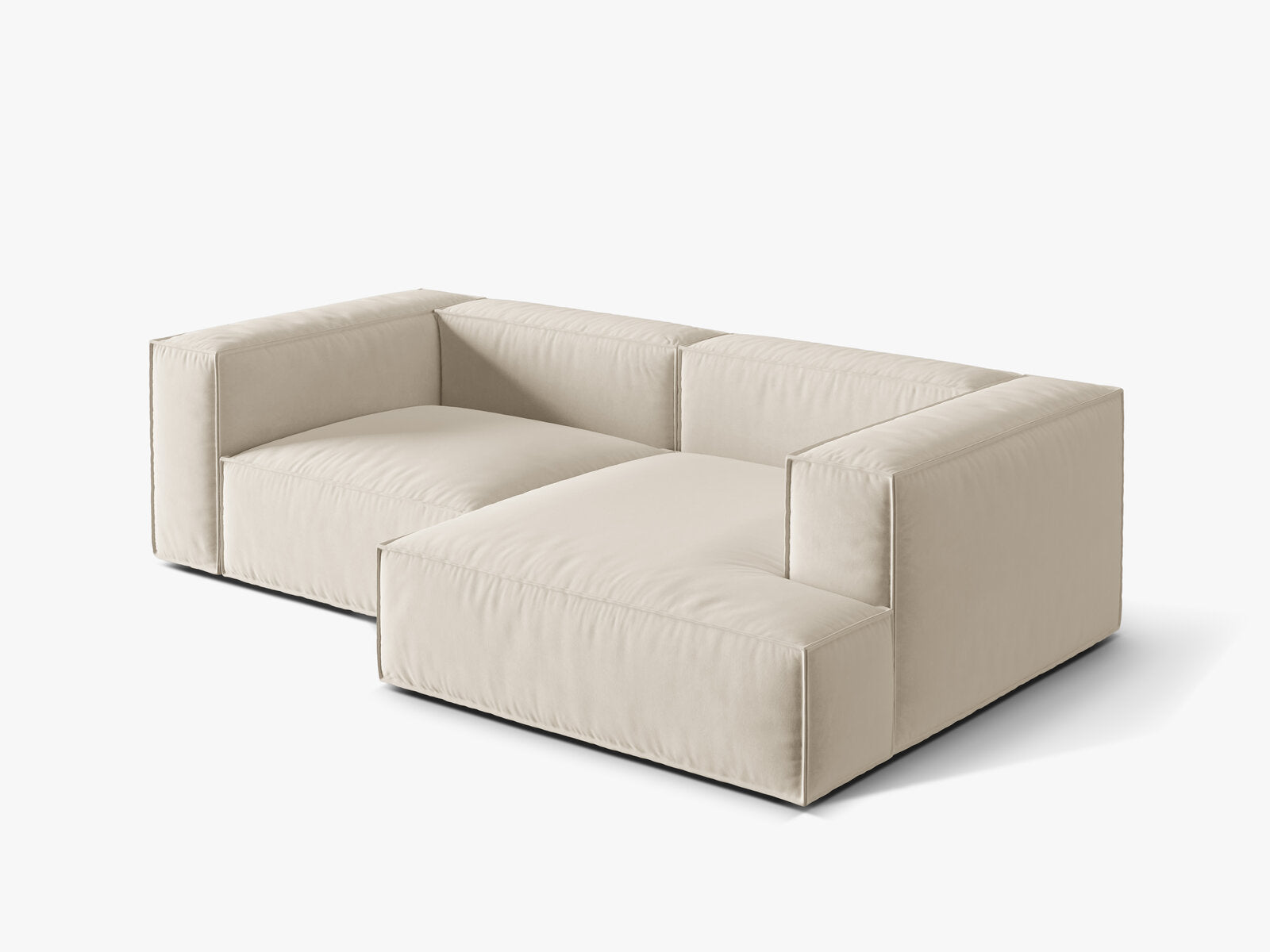 Micadoni Ecksofa Nuria 3-Sitzer Rechts Samt Beige