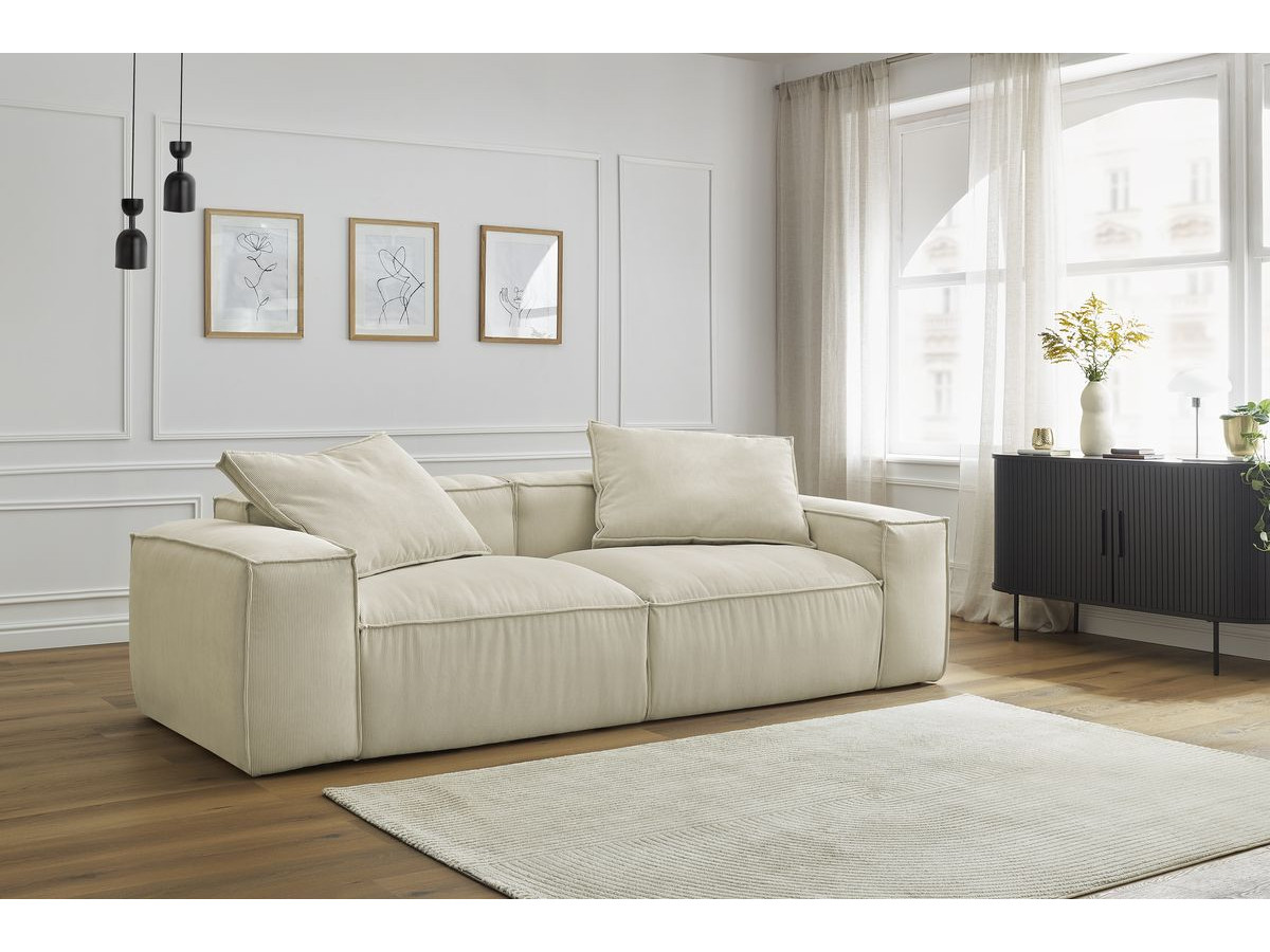 Bobochic Boheme Sofa 3-Sitzer Cordsamt Beige