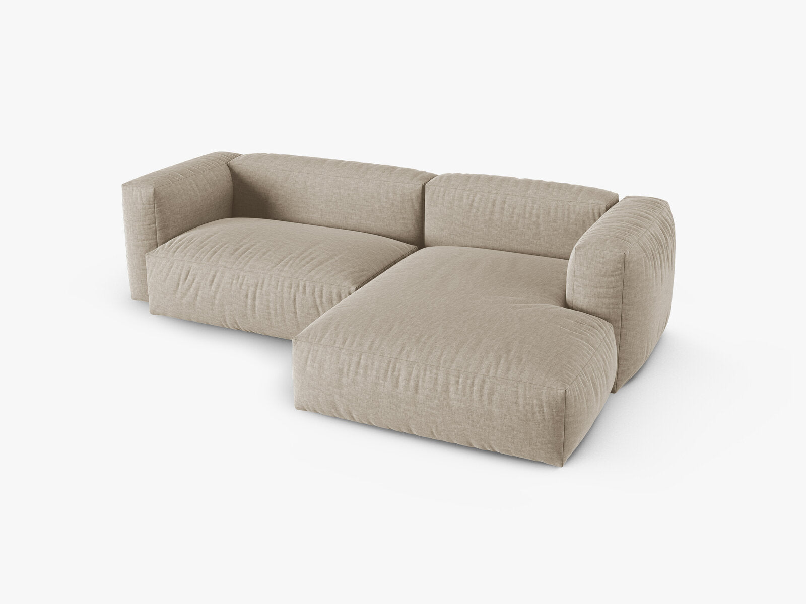 Micadoni Ecksofa Martina 2-Sitzer 90cm Sitztiefe Rechts Strukturierter Stoff Boston Helles Beige