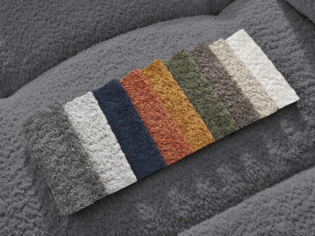 Bobochic Roxelane Ecksofa mit Schlaffunktion und Bettkasten 258 × 150 cm Bouclé-Stoff Dunkelgrau Ecke links