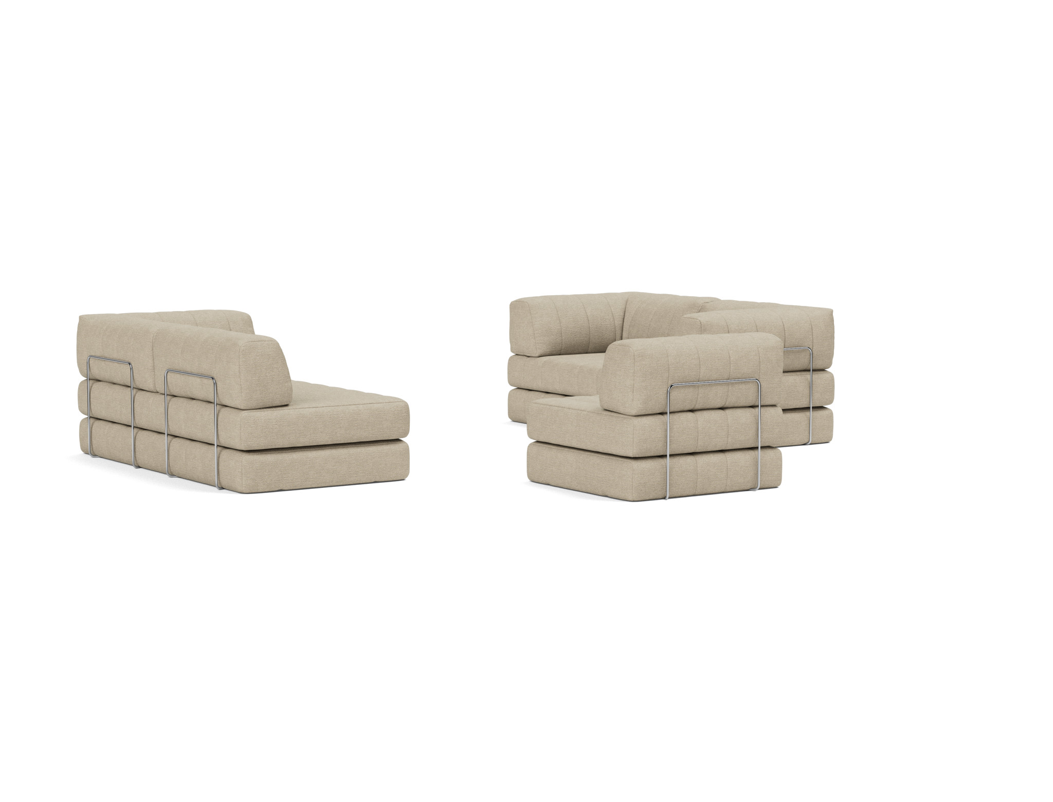Eck-Schlafsofa CozyPad mit Armlehnen Strukturierter Stoff Taura 356-Sand