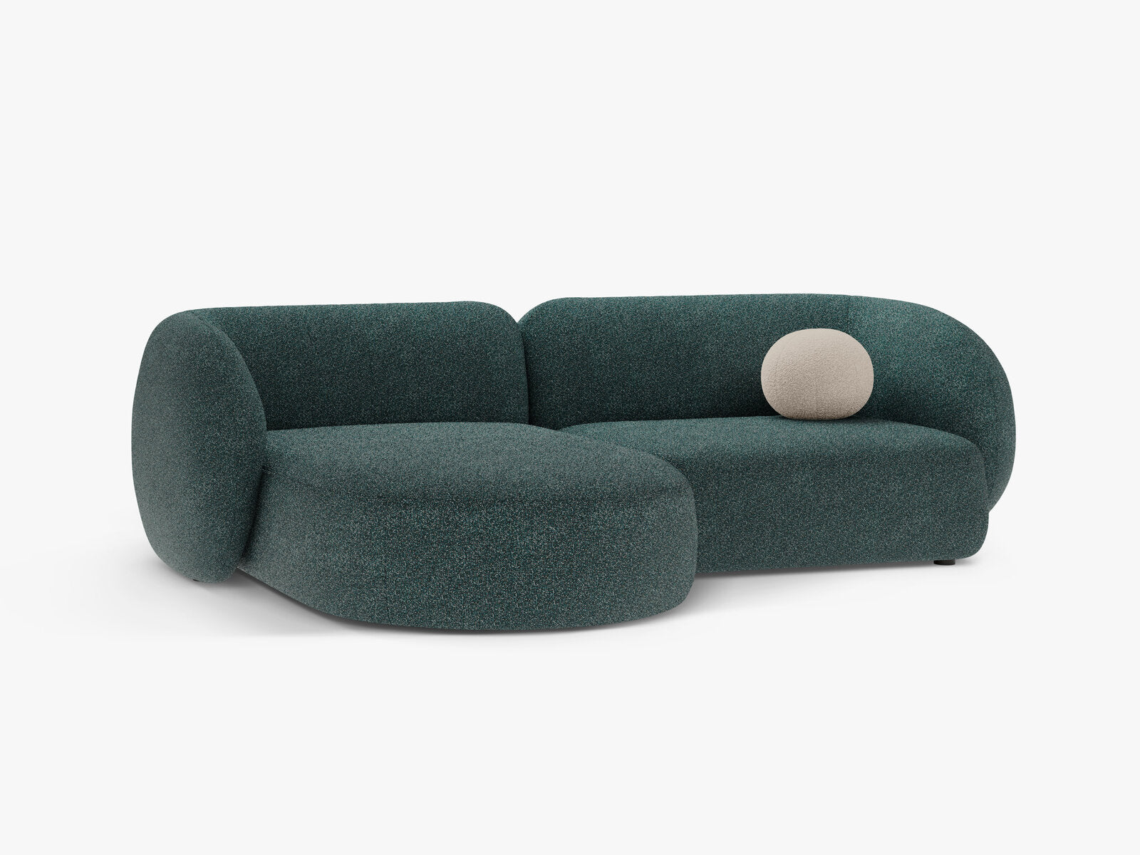 Micadoni Ecksofa Kate 2-Sitzer Links Strukturierter Stoff Puente Grün Blau Melange