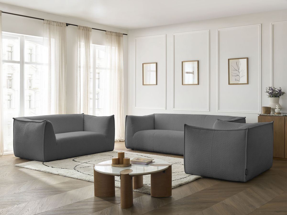 Bobochic Giorgia Sofa 5-Sitzer 534 × 100 cm Bouclé-Stoff Dunkelgrau