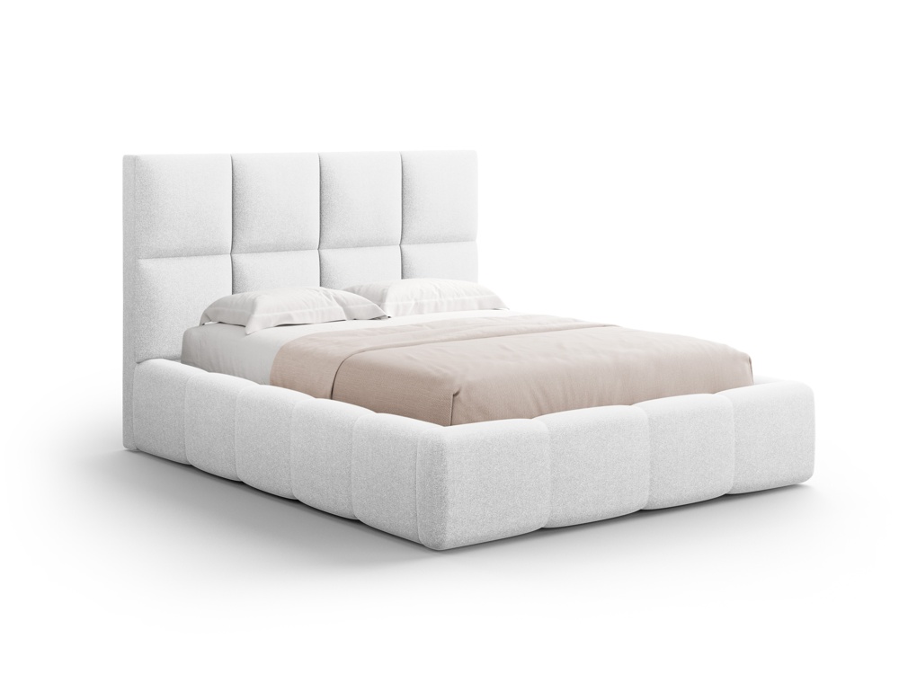 Cosmopolitan Design Stauraumbett mit Kopfteil Livigno 160x200 Strukturierter Stoff Solid Kaltes Hellgrau