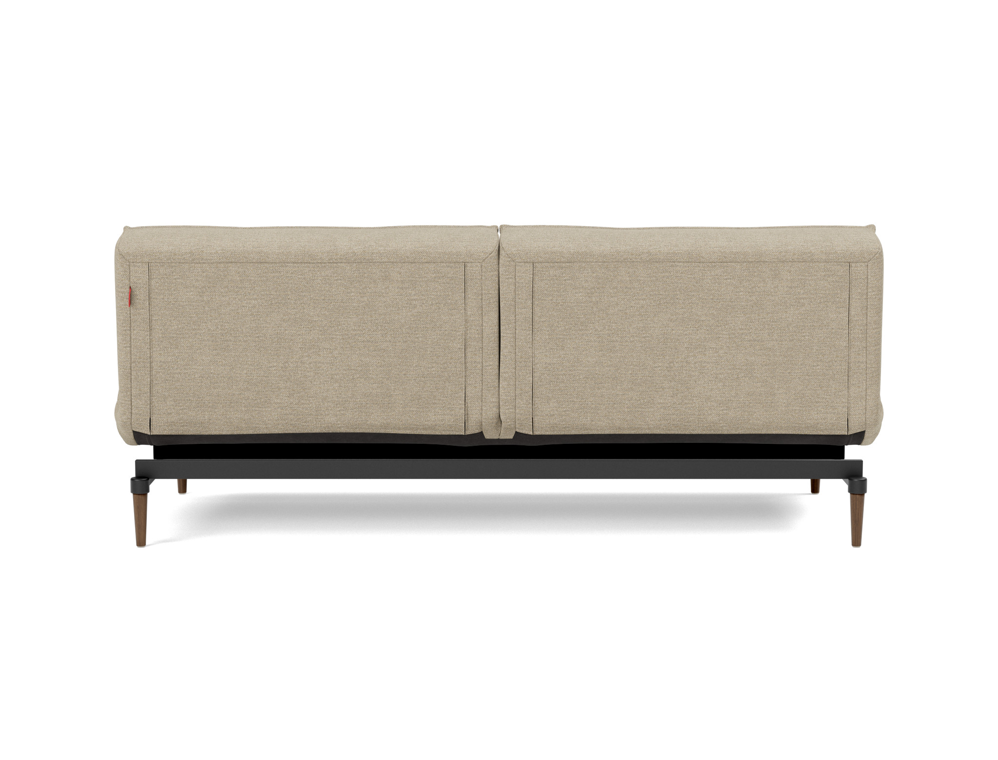 Schlafsofa Splitback Strukturierter Stoff Taura 356-Sand Beine Styletto Eiche dunkel