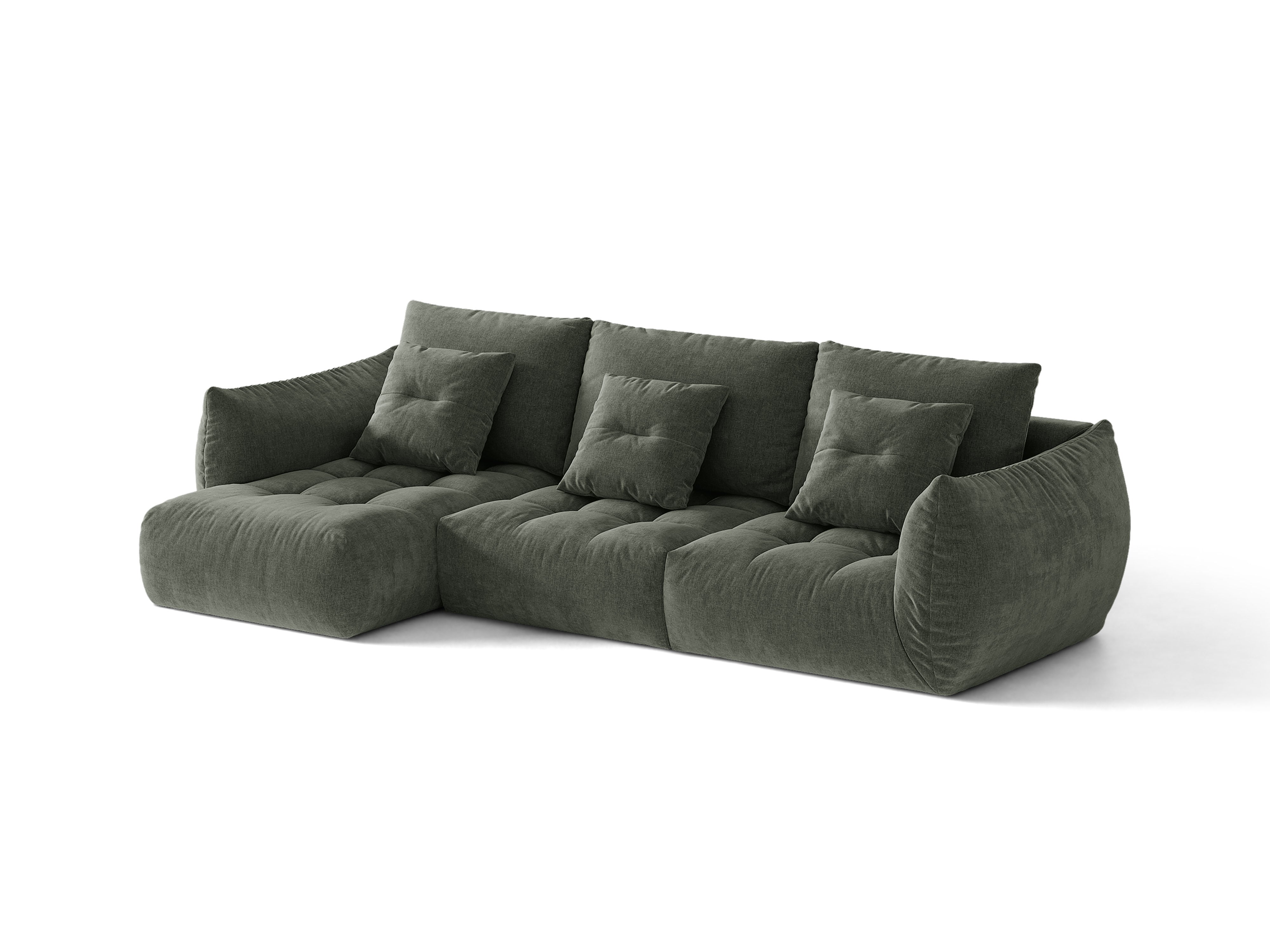 Micadoni Bloom Sofa Links Strukturierter Stoff Wind Moosgrün