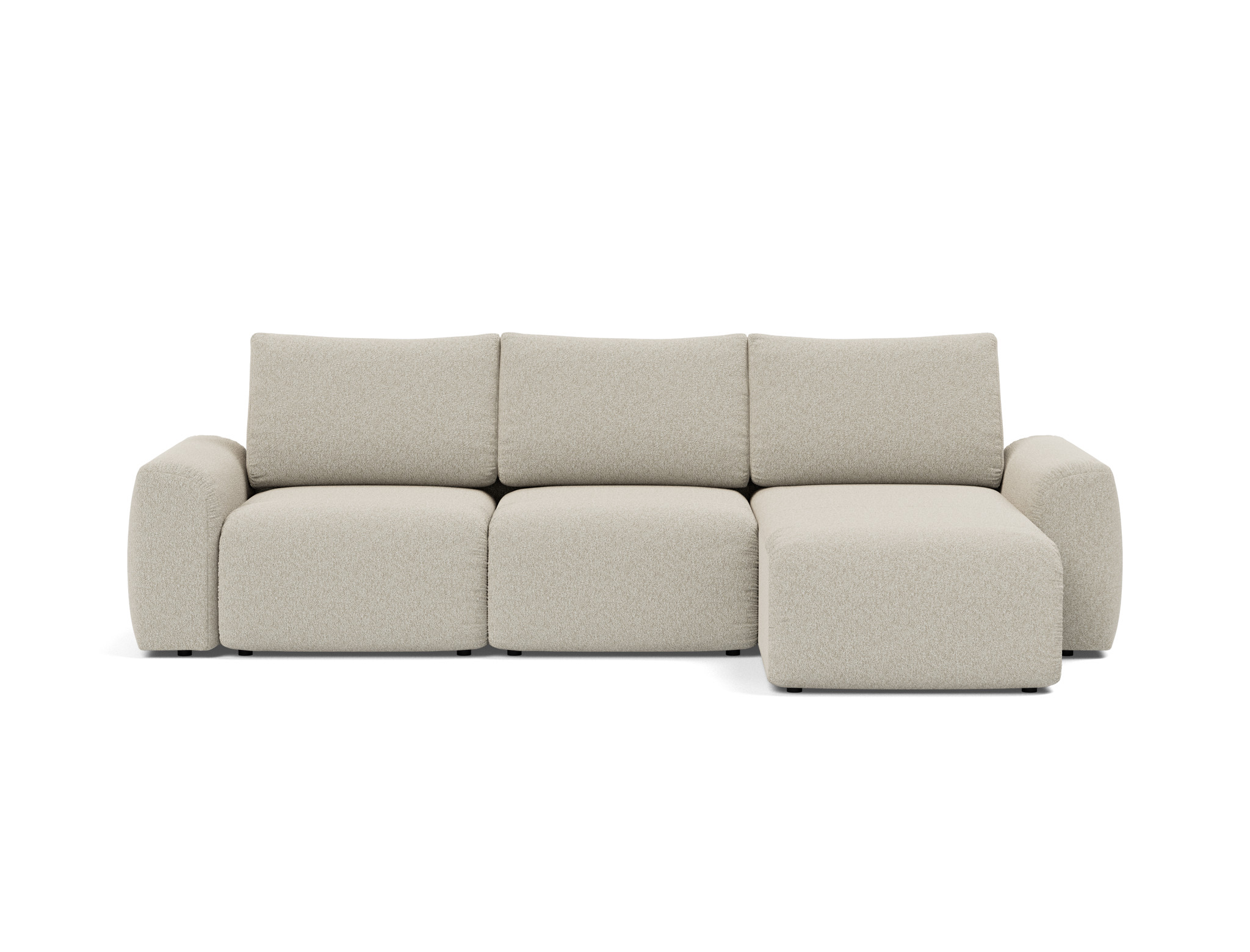 Schlafsofa Norum mit Chaiselongue und Chunky-Armlehnen Boucle Skandi 539-Beige