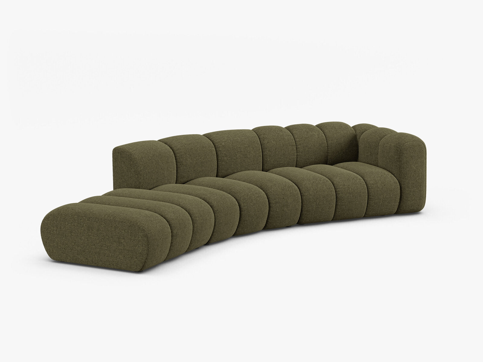 Micadoni Modulares Sofa Lupine 5-Sitzer Links Chenille Eden Grün