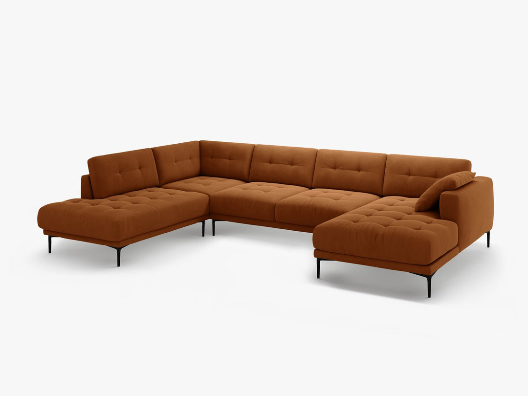 Micadoni Panorama Ecksofa Bemy 7-Sitzer Links Samt Terrakotta