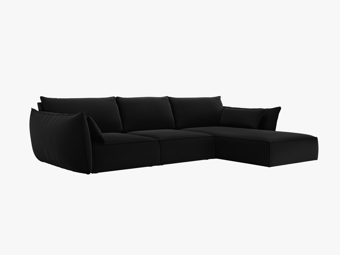 Micadoni Ecksofa Kaelle 4-Sitzer Rechts Samt Bluvel Schwarz