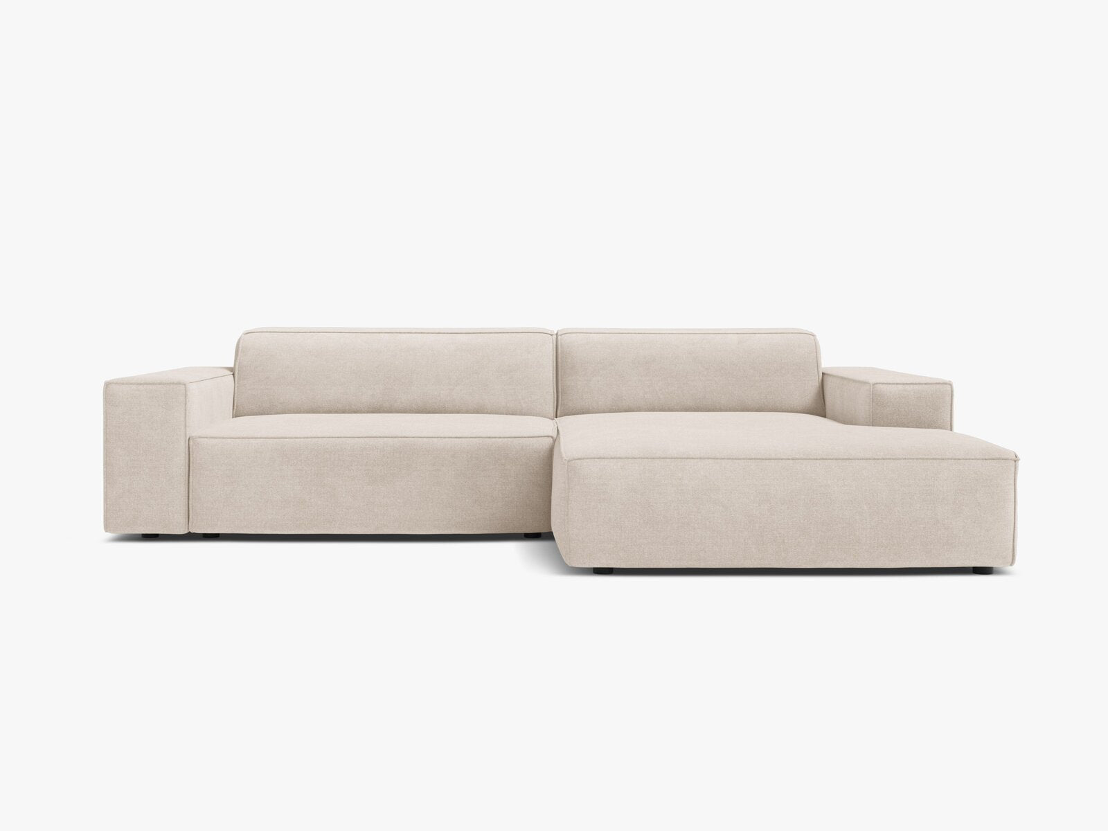 Micadoni Ecksofa Jodie 3-Sitzer Strukturierter Stoff Liberty Beige Rechts