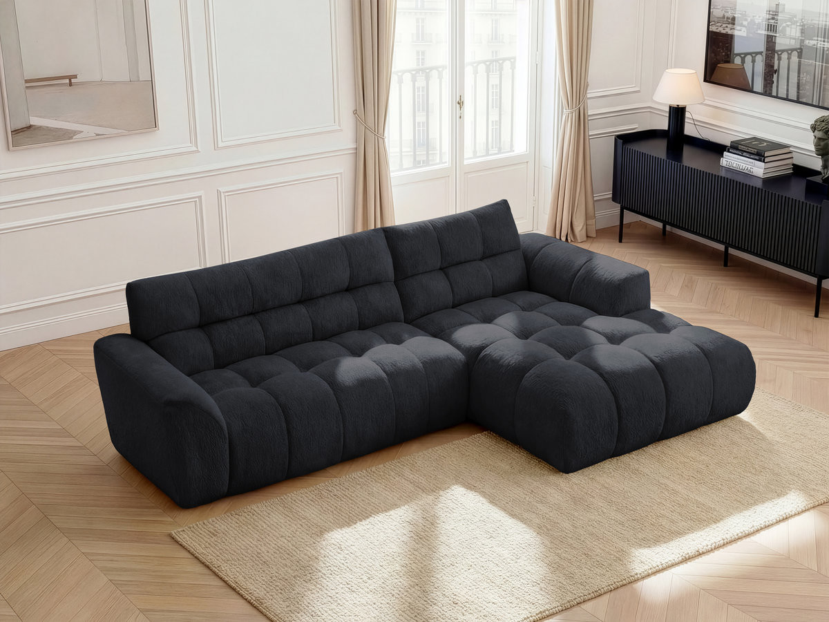 Bobochic Jaya Ecksofa Chenille Schwarz Ecke rechts