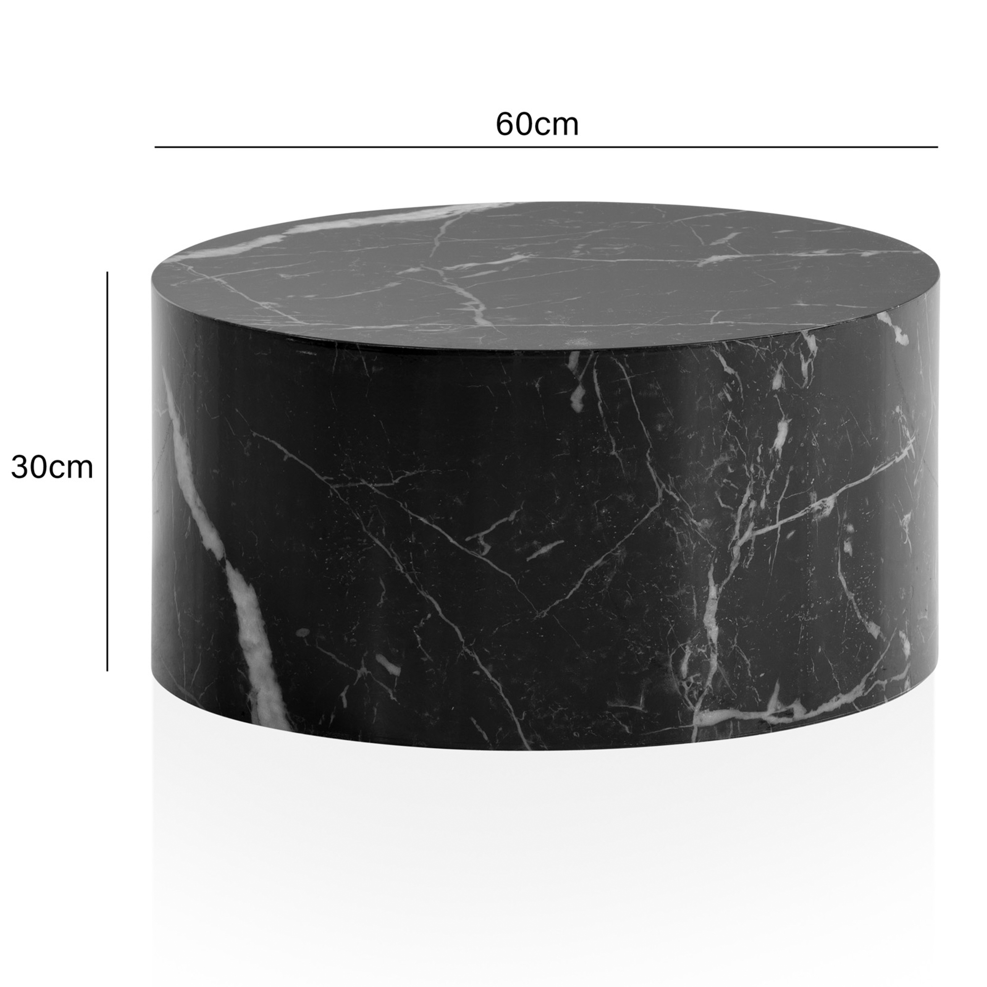 Couchtisch Alsen Marmoroptik Schwarz Ø 60 × H 30 cm