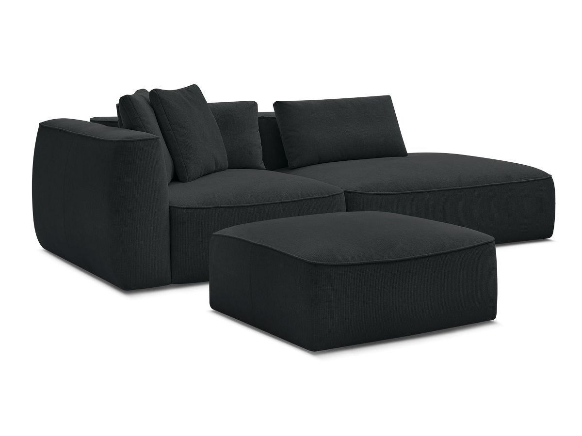 Bobochic Leopold Sofa 4-Sitzer mit Pouf Melange-Stoff Schwarz Armlehne links