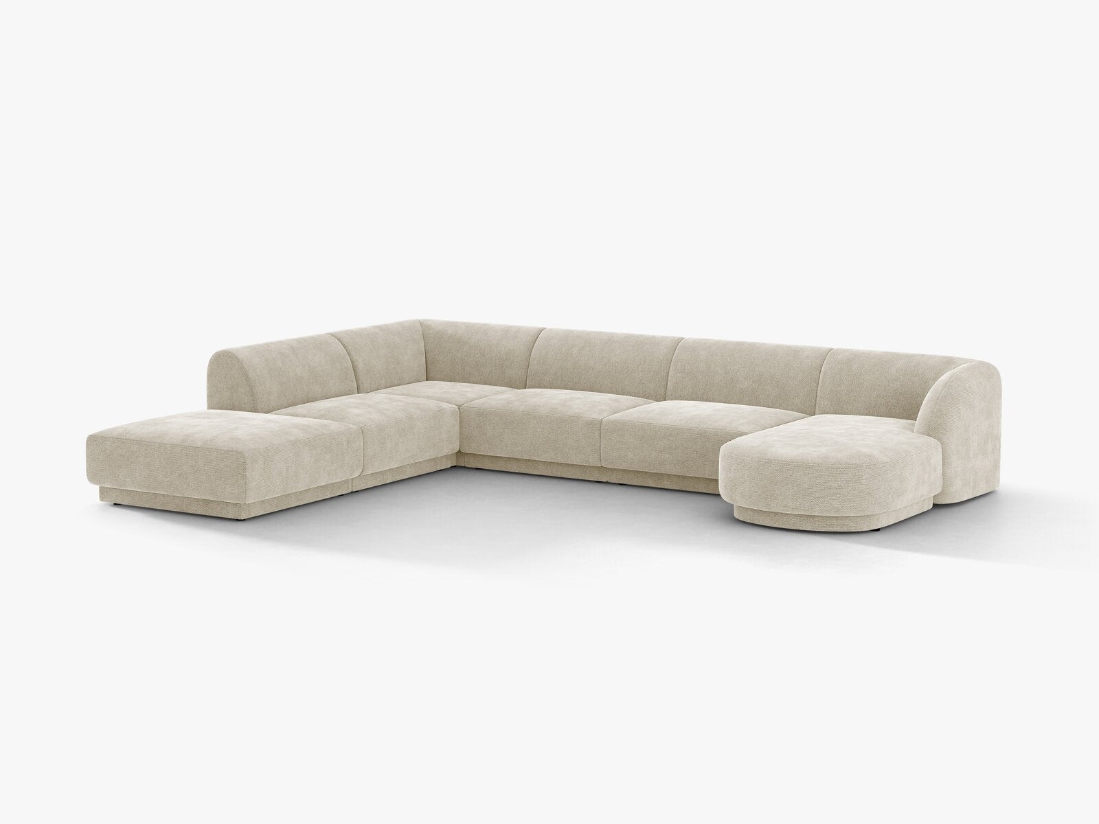 Micadoni Panorama-Ecksofa Miley 6-Sitzer Chenille Eden Helles Beige Links
