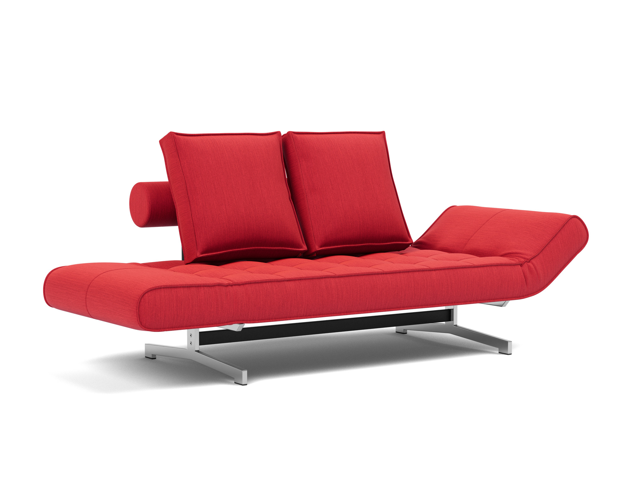 Tagesbett Ghia Flachgewebe Elegance 511-Red Beine Chrom