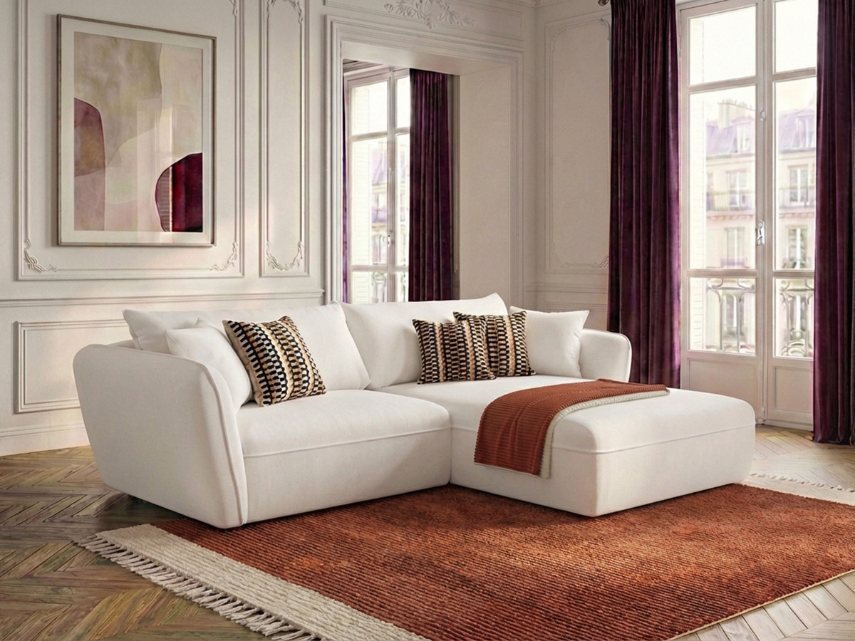 Bobochic Luigi Ecksofa Strukturstoff Weiß Ecke rechts
