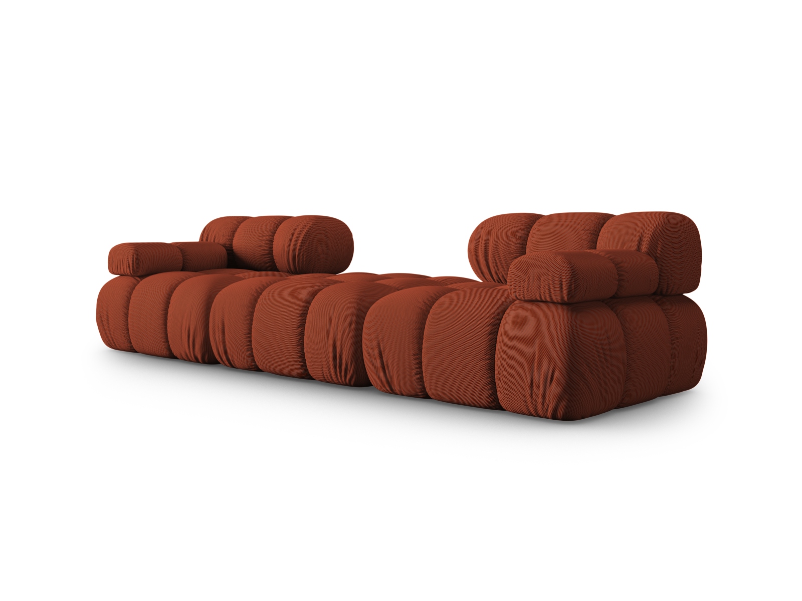 Micadoni Modulares Sofa Bellis 3-Sitzer mit flachem Modul 3D-Stoff Sonic Ziegel