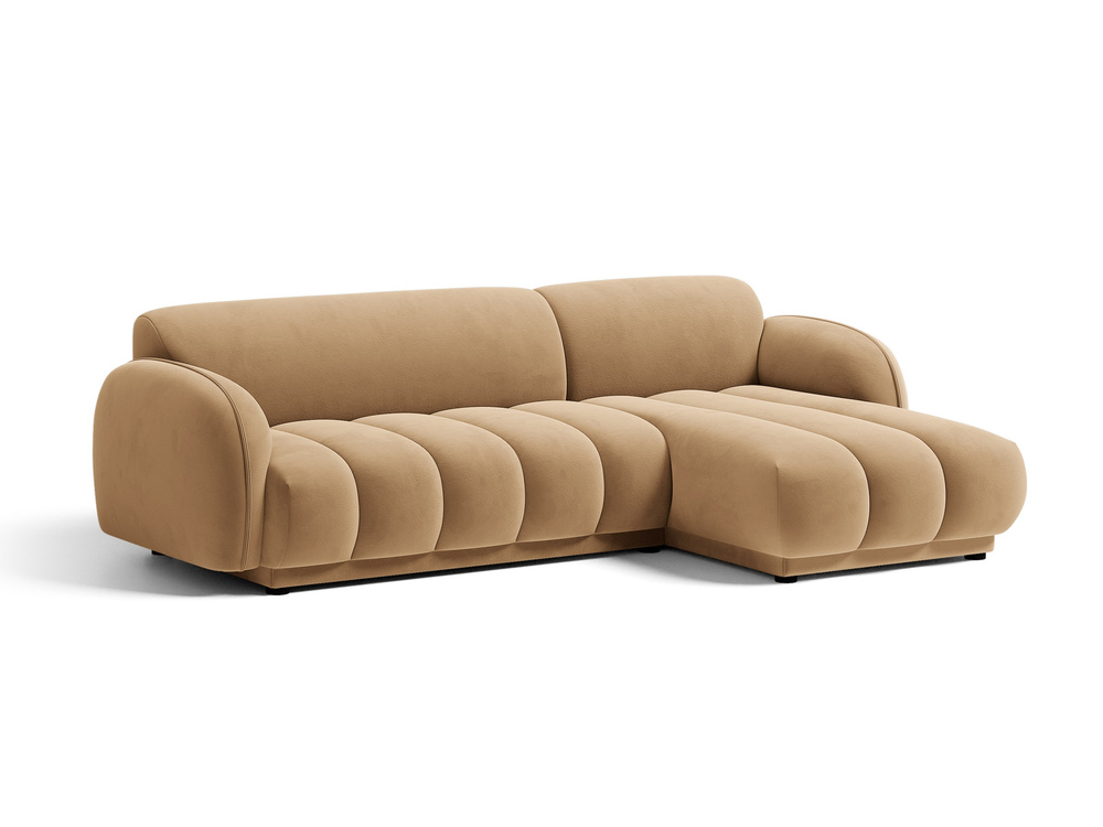 Cosmopolitan Design Ecksofa Bilbao 3-Sitzer Samt Casino Mandelbeige Rechts
