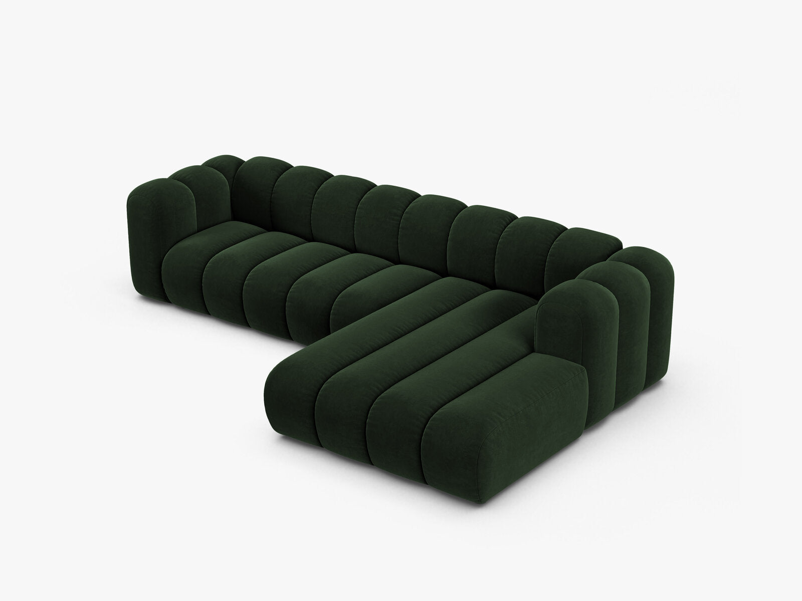 Micadoni Modulares Ecksofa Lupine 4-Sitzer Samt Venus Flaschengrün Rechts