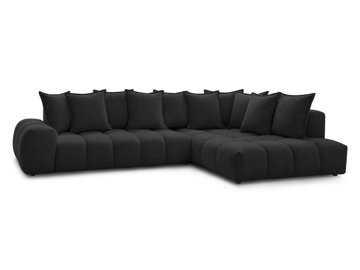 Bobochic Everest Ecksofa, 10 Kissen Strukturstoff Schwarz Ecke rechts