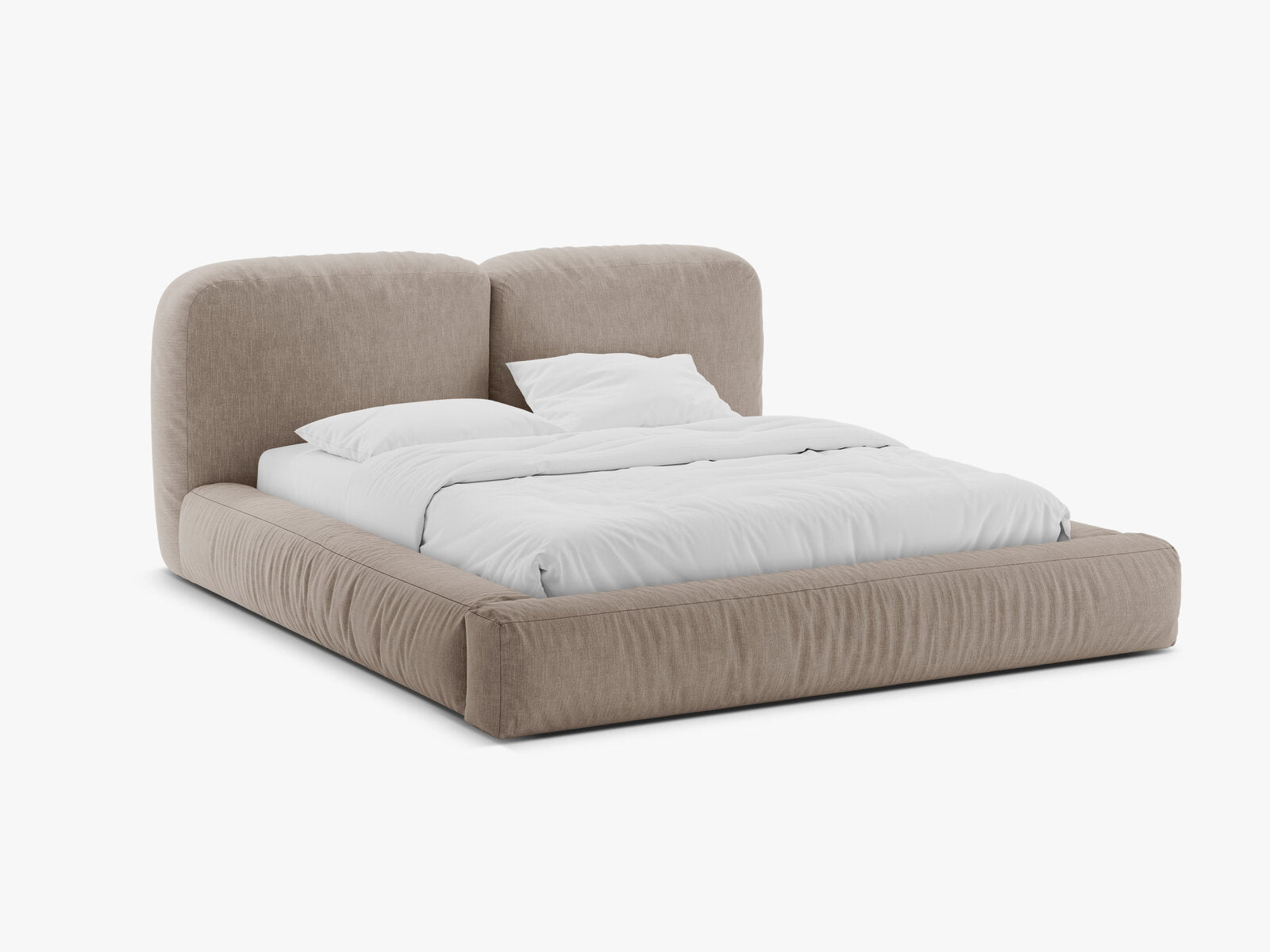 Micadoni Stauraumbett mit Kopfteil Martina Strukturierter Stoff Boston Dunkelbeige 140x200
