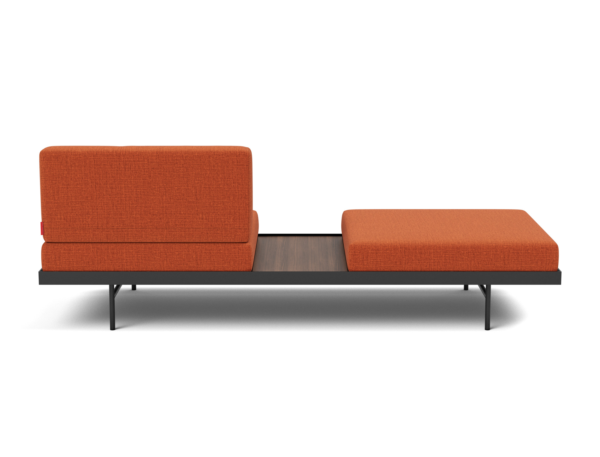 Tagesbett Puri Chenille Esina 412-Rust-Orange Beine mit Nussbaumtisch