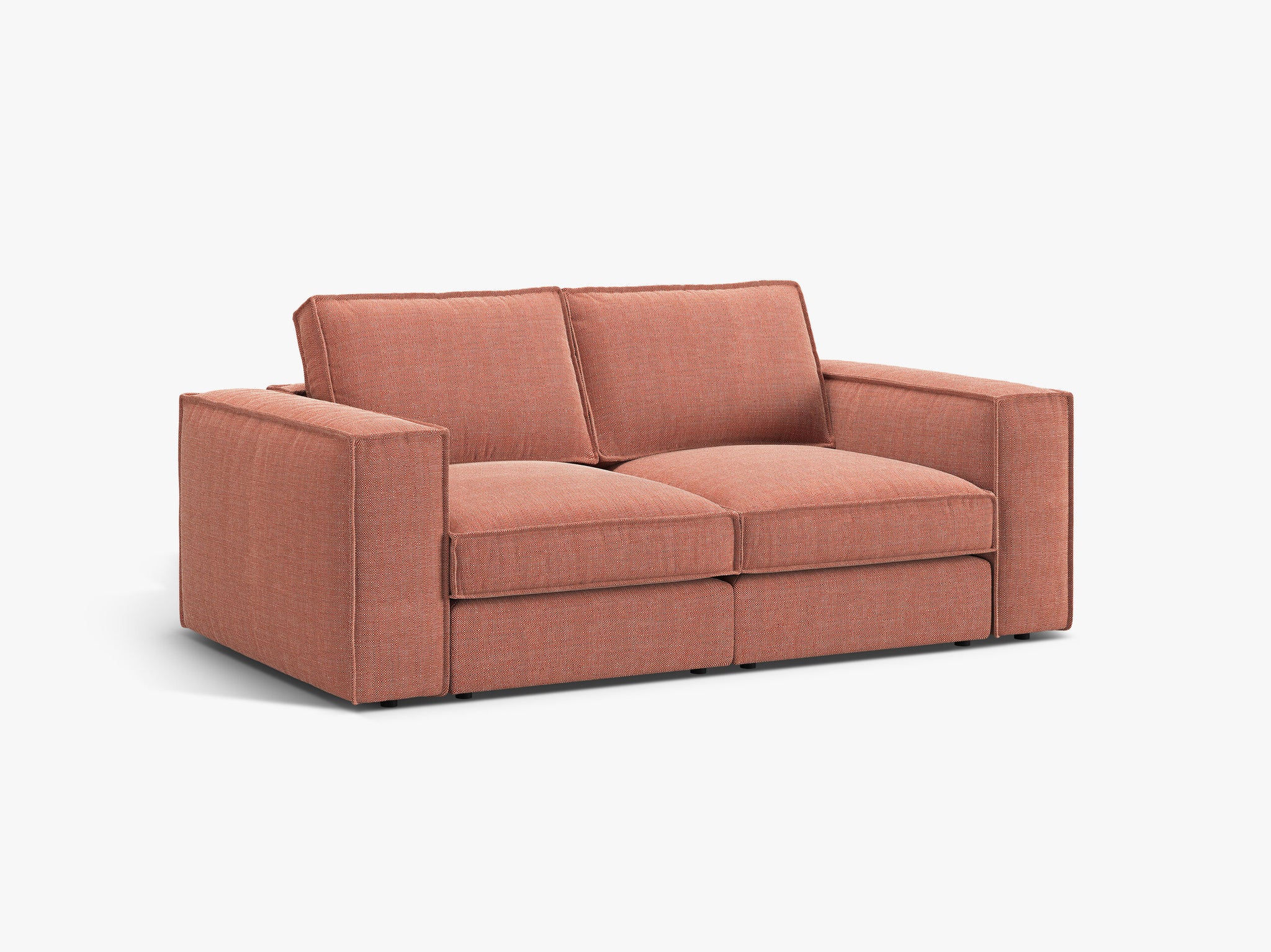 Micadoni modulares Sofa Pola 2-Sitzer Strukturierter Stoff Babel Rot
