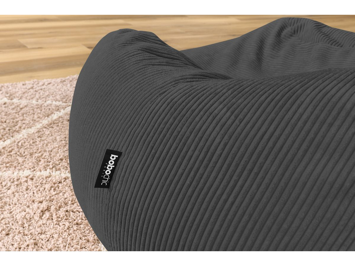 Bobochic Voltaire Pouf 120 × 70 cm Cordsamt Dunkelgrau
