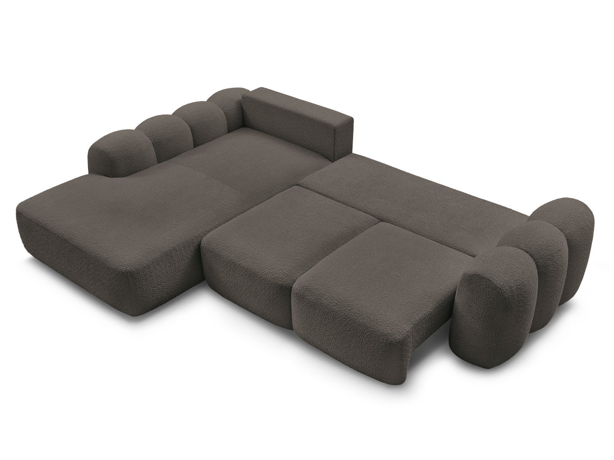 Bobochic Montaigne Ecksofa mit Schlaffunktion und Bettkasten 288 × 196 cm Bouclé-Stoff Braun Ecke links