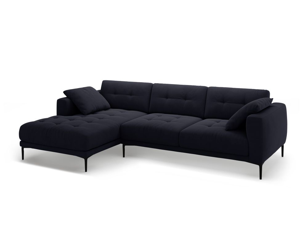 Cosmopolitan Design Ecksofa Lazio 3-Sitzer Samt Salvador Königsblau Links