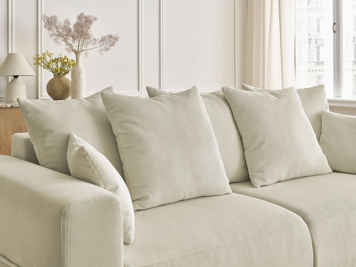 Bobochic Sidonie Schlafsofa 3-Sitzer mit Bettkasten Cordsamt Beige