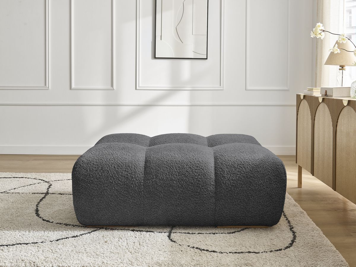 Bobochic Anakin Pouf Bouclé-Stoff Dunkelgrau