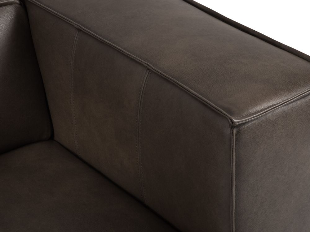 Cosmopolitan Design Symmetrisches Ecksofa Turin 5-Sitzer Leder Granada Graubraun