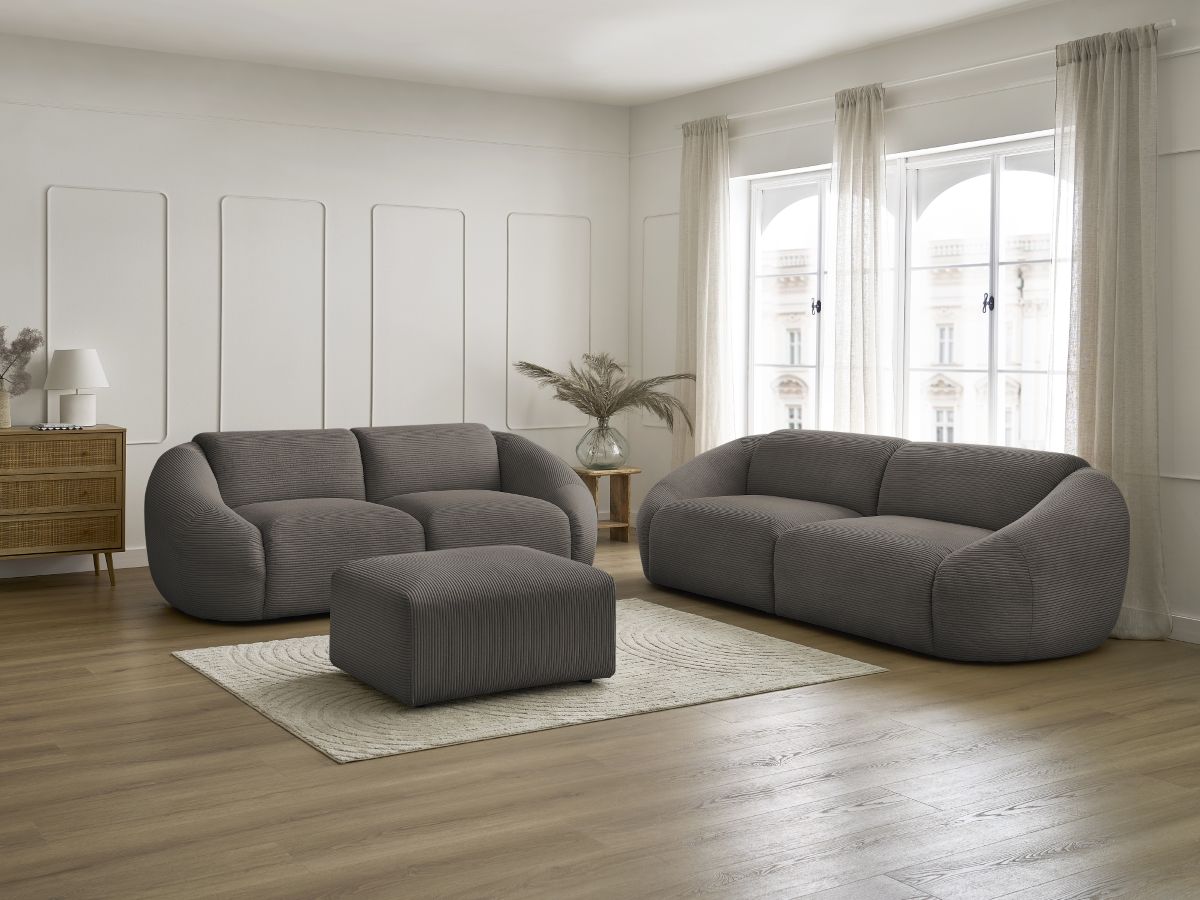 Bobochic Tina Sofa 6-Sitzer mit Pouf Cordsamt Taupe