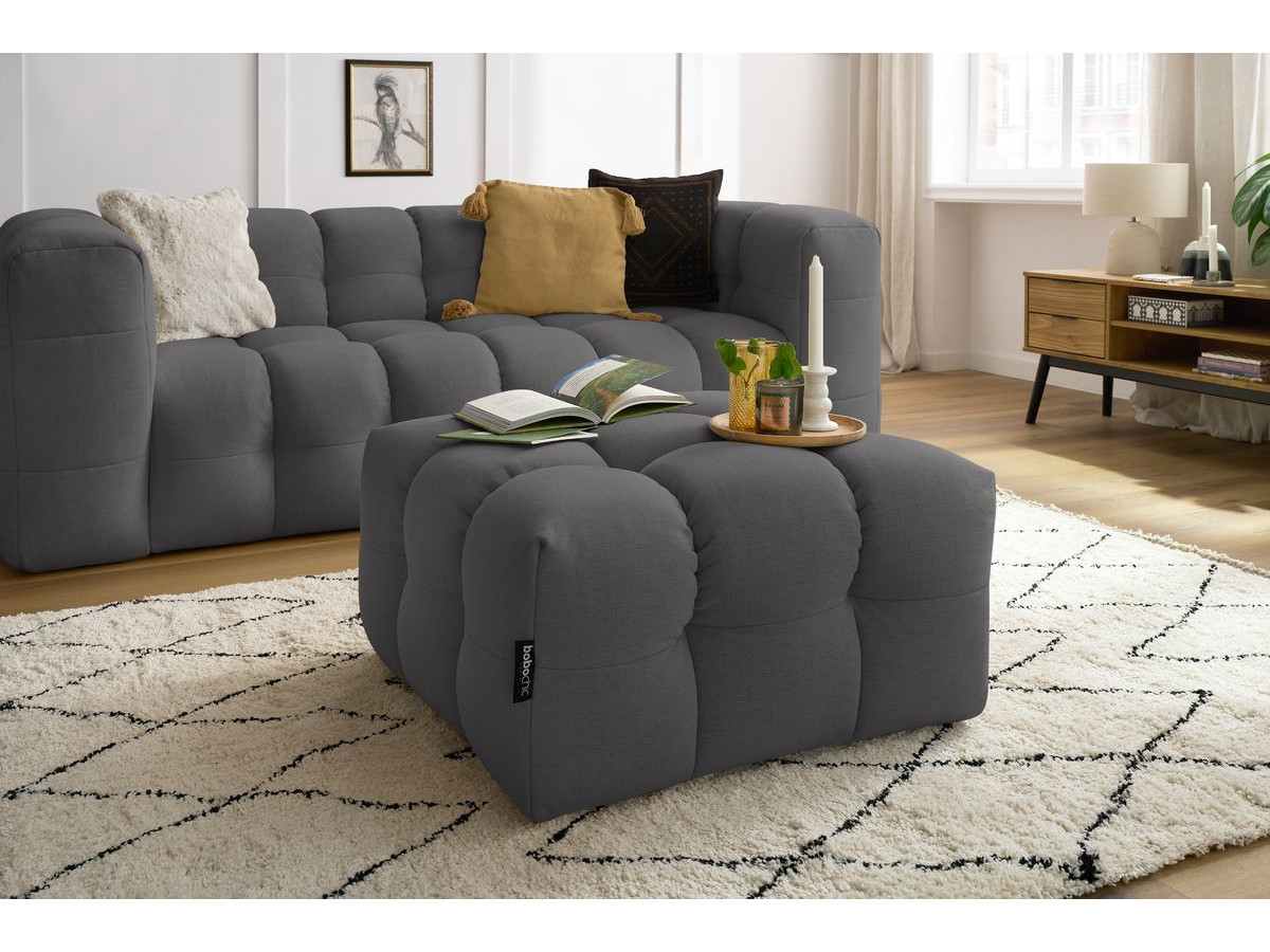 Bobochic Cloud Sofa 4-Sitzer mit Pouf Stoff Dunkelgrau