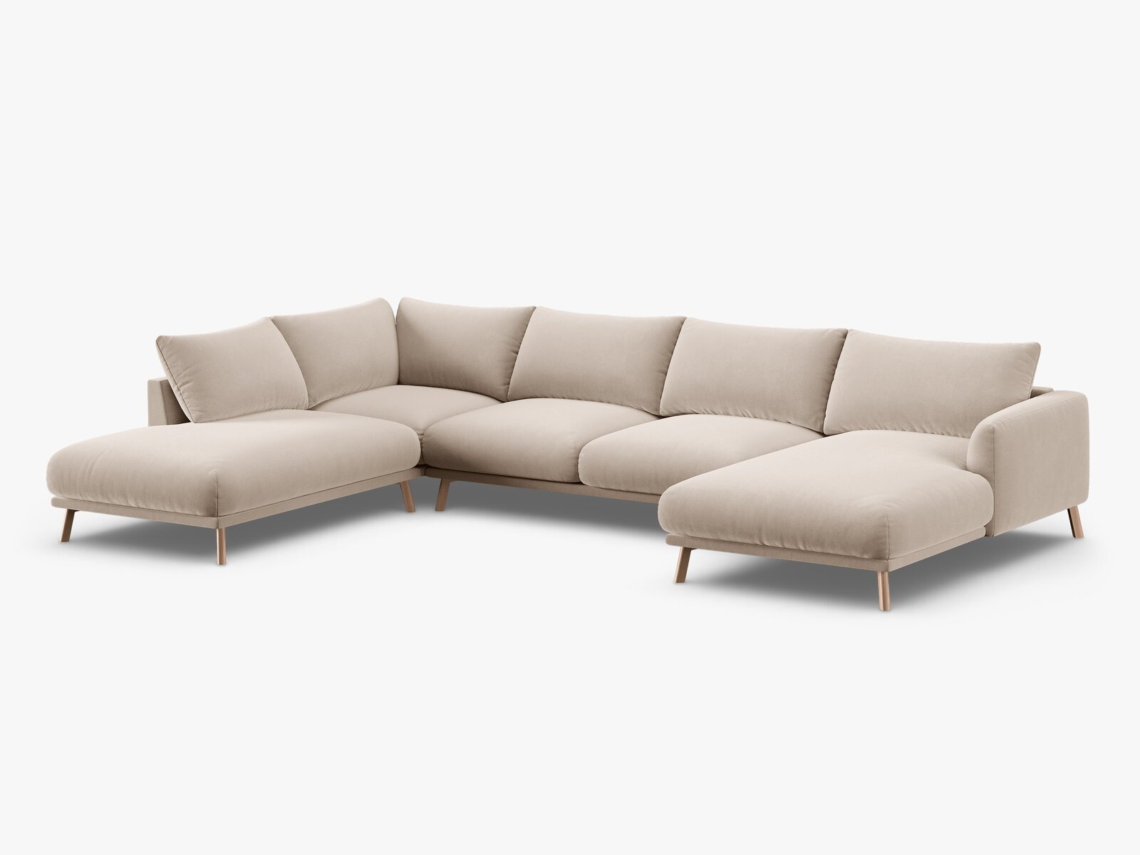 Micadoni Panorama Ecksofa Naomi 6-Sitzer Links Samt Salvador Beige