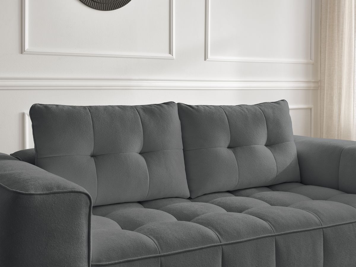Bobochic Anis Sofa-Set 3- und 2-Sitzer mit Pouf Strukturstoff Dunkelgrau