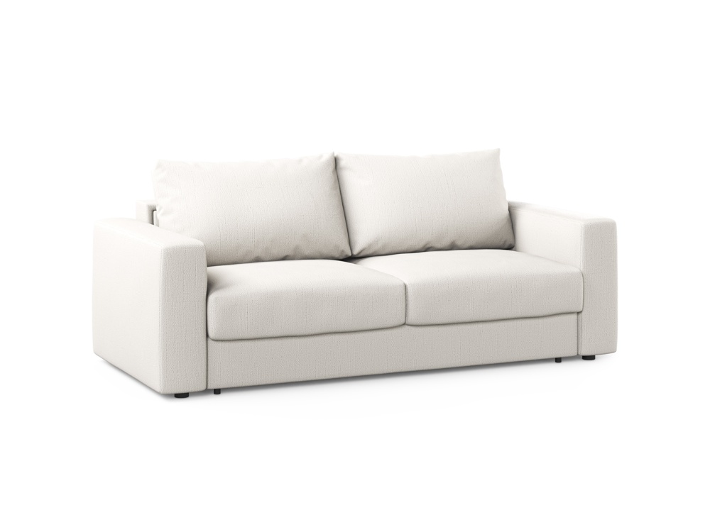 Cosmopolitan Design Schlafsofa Grena 3-Sitzer mit Bettkasten Strukturierter Stoff Babel Weiß