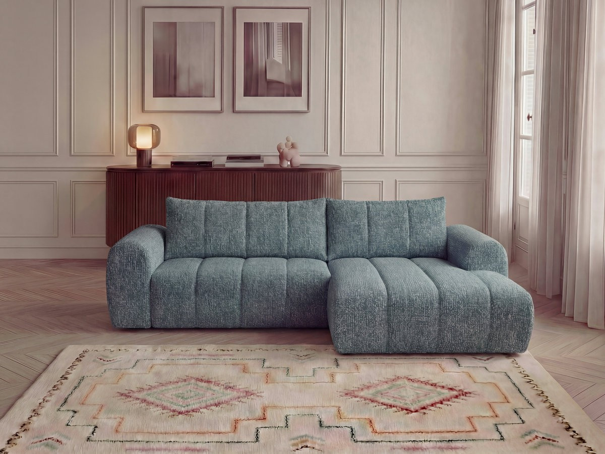 Bobochic Nesty Ecksofa 272 cm Melange-Stoff Blau Ecke rechts