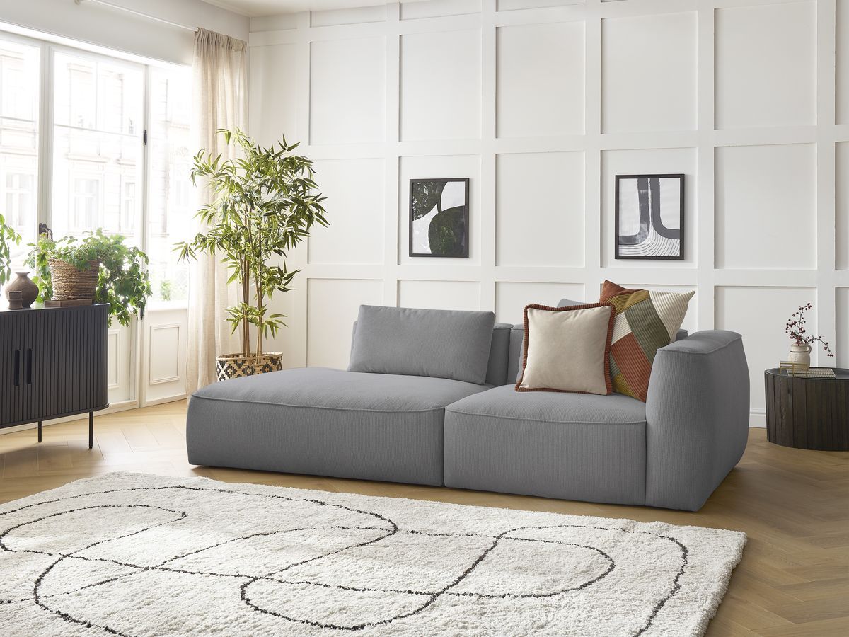 Bobochic Leopold Sofa 3-Sitzer Melange-Stoff Hellgrau Armlehne rechts